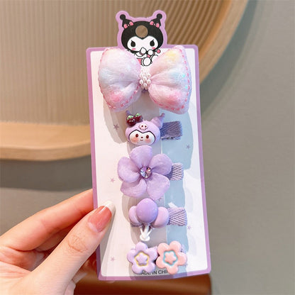 5pcs Set Children's Hairpin Baby Cute Cartoon Broken Hairpin Girl Kuromi Headdress Little Girl-CSW1005