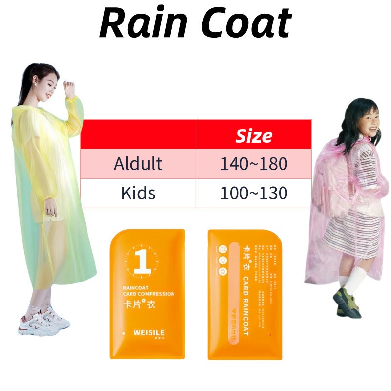 ReadyStock!!!成人儿童一次性雨衣Unisex Rain Coat Kids Thick RainCoat Kids Rain Coat Rainsuit Rainwear Suit Baju Hujan Dewasa Kanak