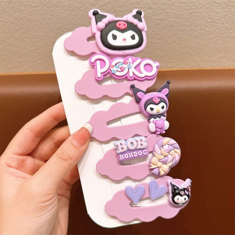 5pcs Set Children's Hairpin Baby Cute Cartoon Broken Hairpin Girl Kuromi Headdress Little Girl-CSW1005