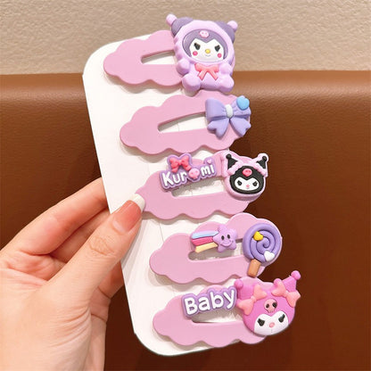 5pcs Set Children's Hairpin Baby Cute Cartoon Broken Hairpin Girl Kuromi Headdress Little Girl-CSW1005