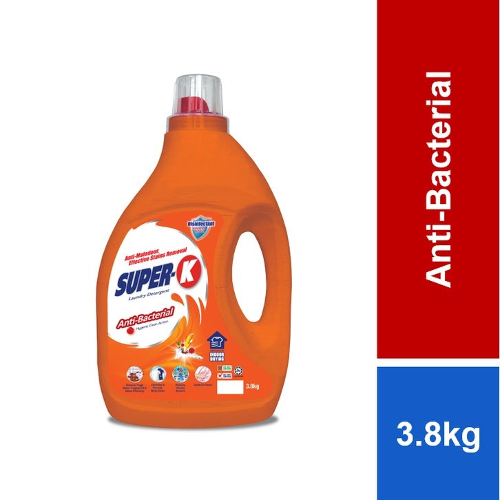 READY STOCK~Super-K Laundry Liquid Detergent 3.6kg / 3.8kg Anti-Bacterial Cuci Pakaian