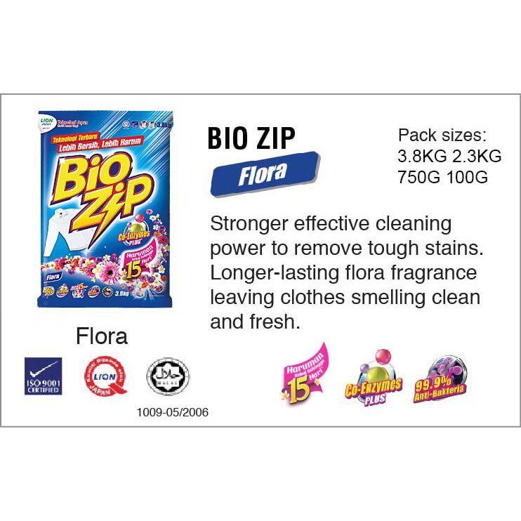 ✅ READY STOCK‼️ Bio Zip Serbuk Pencuci Baju 2.3kg (Magical Bloom/Flora/Oren/Parfum Bouquet/Colour) Harum & Bersih Berkes
