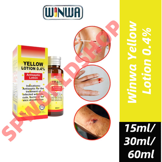 Winwa Yellow Lotion 0.4% Antiseptic Lotion Losyen Kuning Losyen Antiseptik (15ml/30ml/60ml )