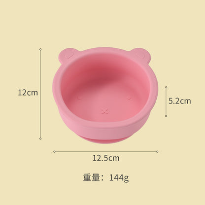 Silicone Baby Plate Bowl Set Spoon Bear BPA free Kids suction feeding Pingan Mangkuk sudu bayi