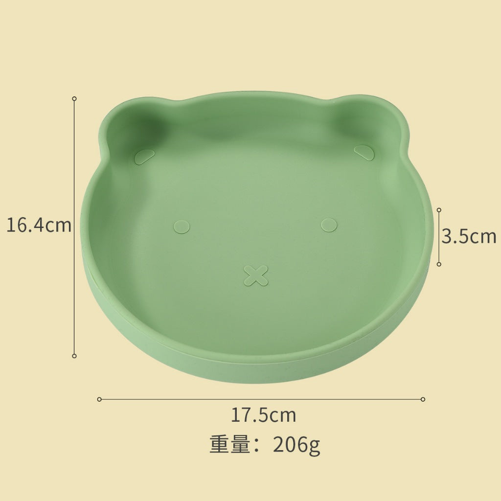 Silicone Baby Plate Bowl Set Spoon Bear BPA free Kids suction feeding Pingan Mangkuk sudu bayi