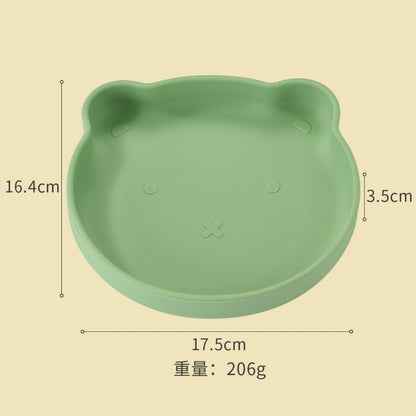 Silicone Baby Plate Bowl Set Spoon Bear BPA free Kids suction feeding Pingan Mangkuk sudu bayi