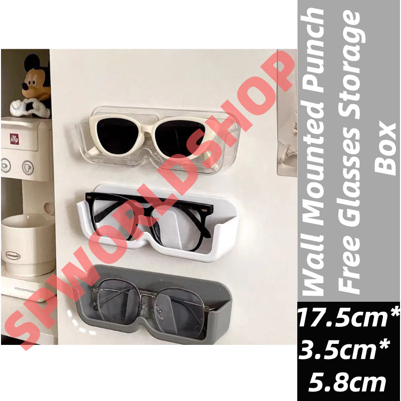 Wall-Mounted Punch-Free Glasses Storage Box | Sunglasses Display Rack | Decorative Eyewear Organizer Shelf 免打孔壁挂式眼镜收纳盒