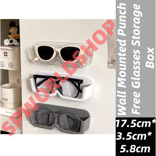 Wall-Mounted Punch-Free Glasses Storage Box | Sunglasses Display Rack | Decorative Eyewear Organizer Shelf 免打孔壁挂式眼镜收纳盒