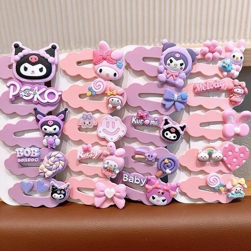 5pcs Set Children's Hairpin Baby Cute Cartoon Broken Hairpin Girl Kuromi Headdress Little Girl-CSW1005