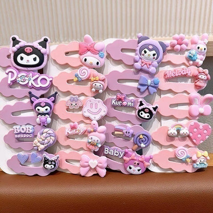 5pcs Set Children's Hairpin Baby Cute Cartoon Broken Hairpin Girl Kuromi Headdress Little Girl-CSW1005