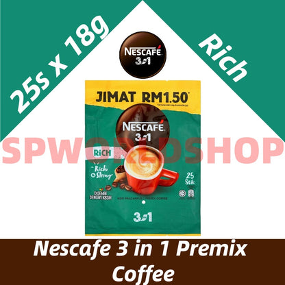 (FREE SHIPPING NO SBH/SRW)Nescafe 3 in 1 Premix Coffee(Original/Rich/Mild/White)