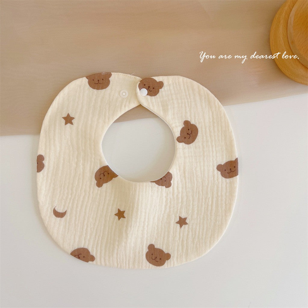 READY STOCK‼️ Baby Infant Saliva Towel | 100% Cotton Bibs | 360° Rotating Reversible Baby Bib  婴儿口水巾 | 100%纯棉围兜