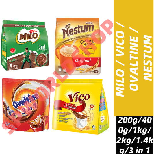 (FREE SHIPPING NO SBH/SRW)Nestle MILO Activ-Go Chocolate Malt Powder / VICO / OVALTINE / NESTUM [200g/400g/1kg/2kg/1.4kg