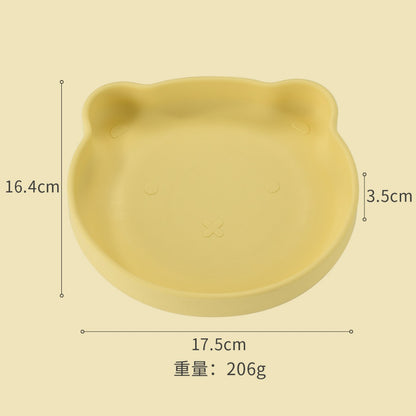 Silicone Baby Plate Bowl Set Spoon Bear BPA free Kids suction feeding Pingan Mangkuk sudu bayi