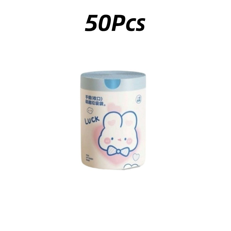 READY STOCK‼️ 50Pcs/100Pcs Cartoon Rabbit Large Drawstring Garbage Bags | Thick & Durable Plastic Trash Bags 大号抽绳垃圾袋