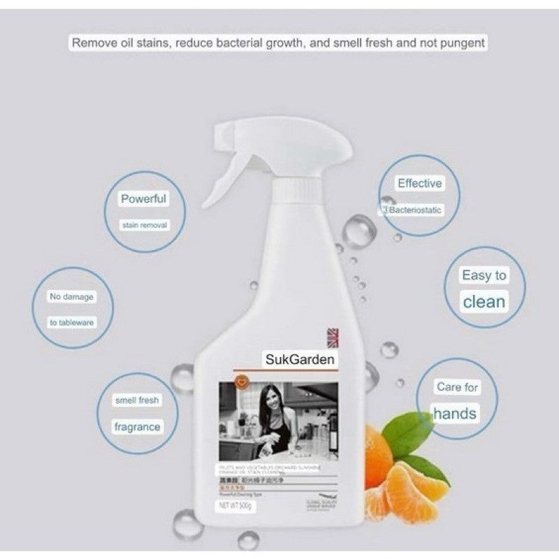 READY STOCK‼️ SukGarden Sunshine Orange Oil Stain Cleaner 500g | Powerful Degreaser | Kitchen & Household Use 蔬果园油污清洁剂