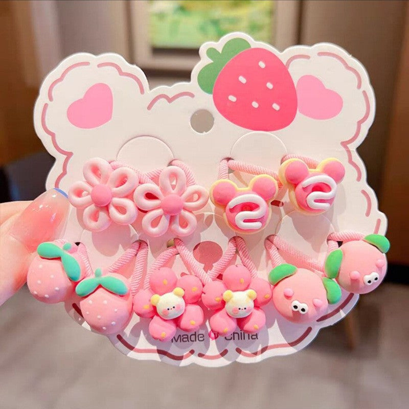 Children's Strawberry Bear Hair Rope Set Little Girl Cute Cartoon Head Rope Fashion Hair Accessories-CSW1008