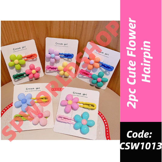 2pc Cute Flower Bangs Hairpin Party Holiday Ornamen-CSW1013