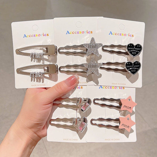 2Pcs Fashion Letter Star Wave Hairpin Sweet Cool Y2K Girls Hair Clips-CSW1014
