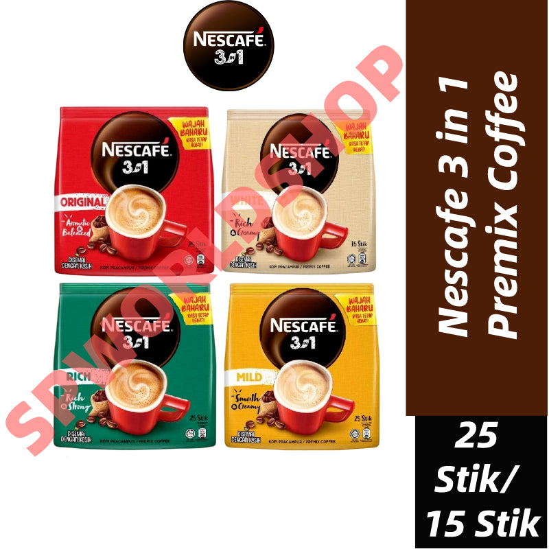 (FREE SHIPPING NO SBH/SRW)Nescafe 3 in 1 Premix Coffee(Original/Rich/Mild/White)