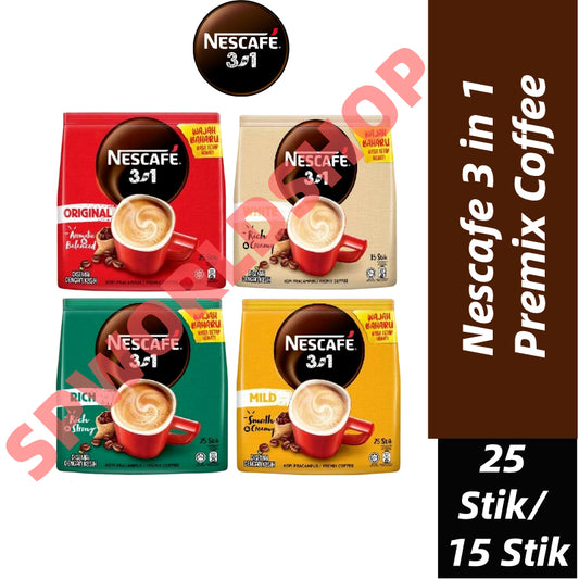 (FREE SHIPPING NO SBH/SRW)Nescafe 3 in 1 Premix Coffee(Original/Rich/Mild/White)