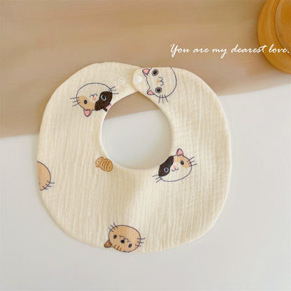 READY STOCK‼️ Baby Infant Saliva Towel | 100% Cotton Bibs | 360° Rotating Reversible Baby Bib  婴儿口水巾 | 100%纯棉围兜