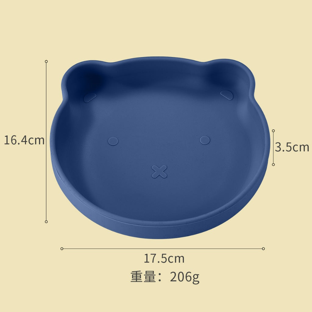 Silicone Baby Plate Bowl Set Spoon Bear BPA free Kids suction feeding Pingan Mangkuk sudu bayi