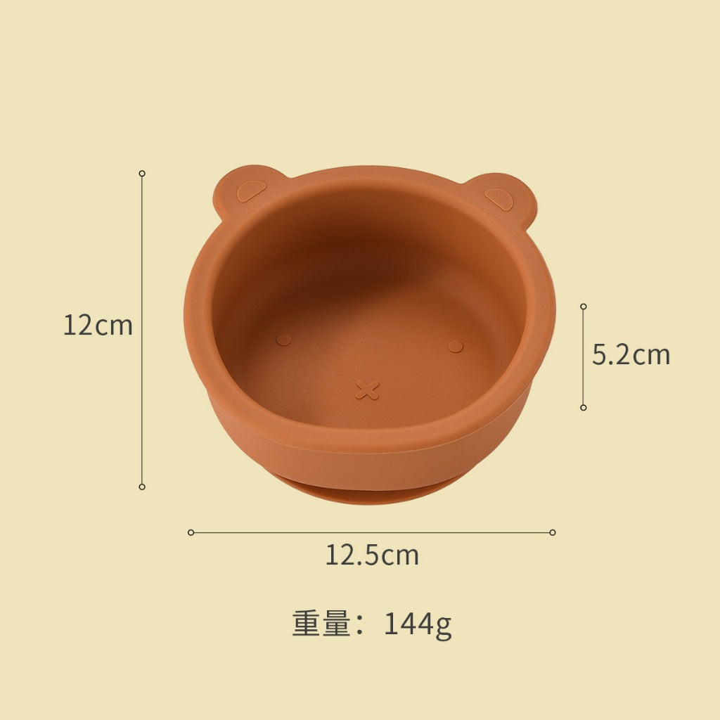 Silicone Baby Plate Bowl Set Spoon Bear BPA free Kids suction feeding Pingan Mangkuk sudu bayi