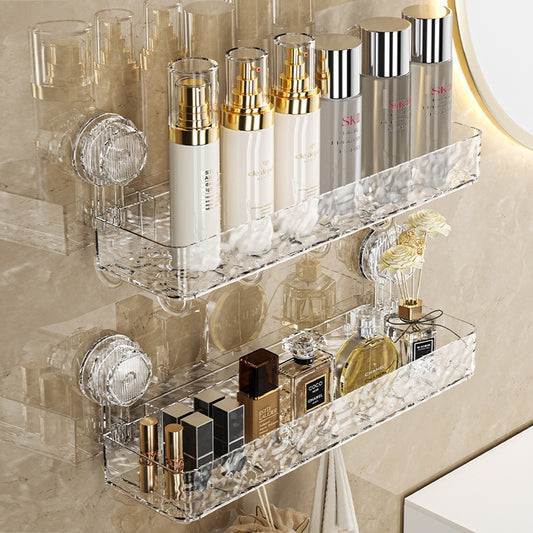 Bathroom Suction Cup Rack Transparent Perforation-Free Tripod Toilet Wall-Mounted Washstand Storage Shelf