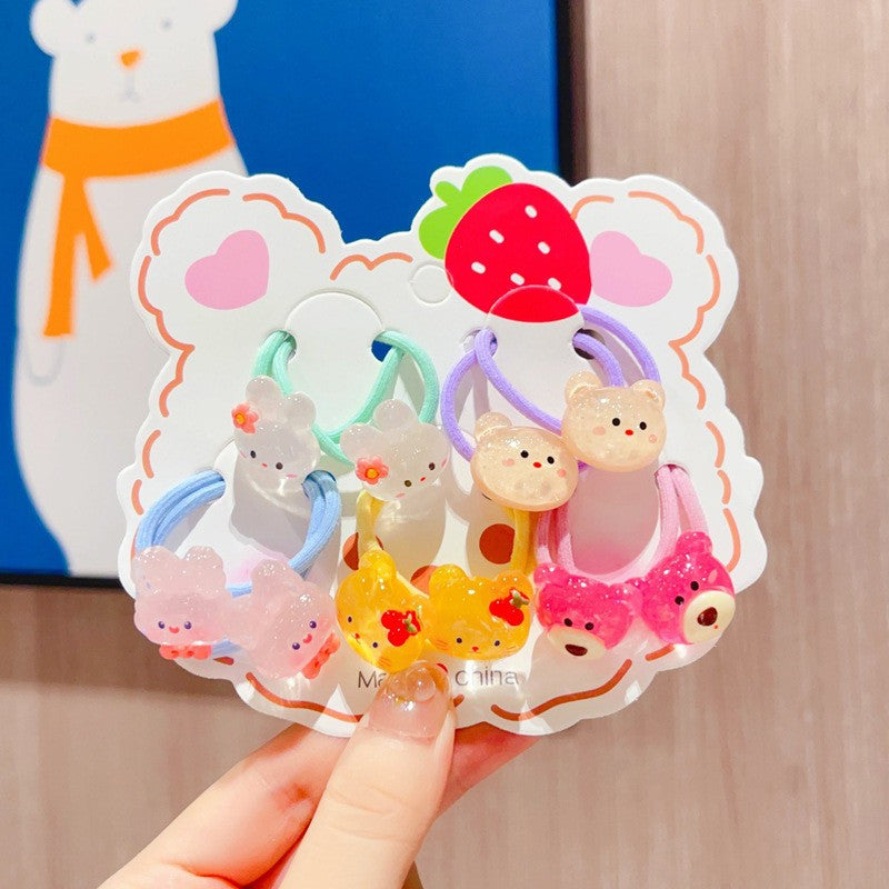 Children's Strawberry Bear Hair Rope Set Little Girl Cute Cartoon Head Rope Fashion Hair Accessories-CSW1008