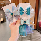 Gorgeous Princess Bow Knot Mesh Crystal Hair Clips Perfect for Kids' Hair Accessories-CSW1017
