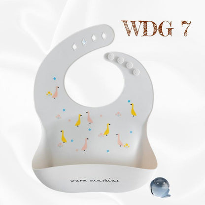 READY STOCK!!! Baby Silicone Bibs | Adjustable Waterproof Feeding Bib | Kids Apron for Mealtime WDG/GJQ 婴儿硅胶围兜 | 可调节防水围嘴