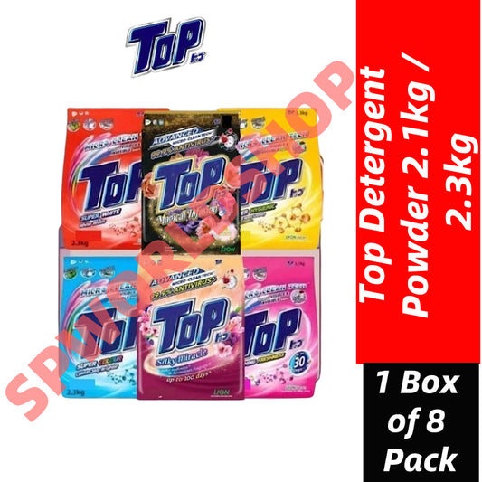 READY STOCK!!! Top Detergent Powder 2.1kg / 2.3kg 1 Box of 8 Pack