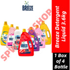 READY STOCK!!! Breeze Detergent Liquid Fragrance of Comfort Power Clean Colour Care 3.6kg 1 Box of 4 Bottle