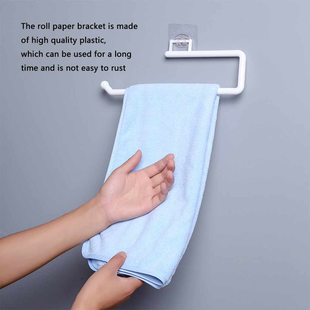 READY STOCK!!! Punch Free PP Kitchen Towel Hanger Rack Toilet Paper Roll Holder Cabinet Rag Hanging Holder 免打孔PP厨房毛巾挂架