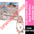 Korean Fashion Cute Cartoon Charm Bead Necklace Bracelet Ear Clip Set For Kids-CSW1002