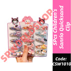 5Pcs Sanrio Kuromi Cinnamoroll Girls Hairpin Cute Quicksand Babies Hair Clip-CSW1010