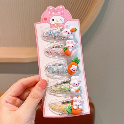 5Pcs Sanrio Kuromi Cinnamoroll Girls Hairpin Cute Quicksand Babies Hair Clip-CSW1010