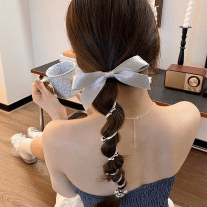 Sunflower Happy Face Spiral Hair Tie - Colorful Bead Accent Ponytail Holder-CSW1011