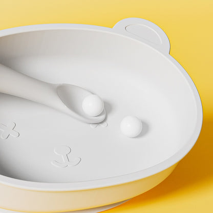 Silicone Baby Plate Bowl Set Spoon Bear BPA free Kids suction feeding Pingan Mangkuk sudu bayi