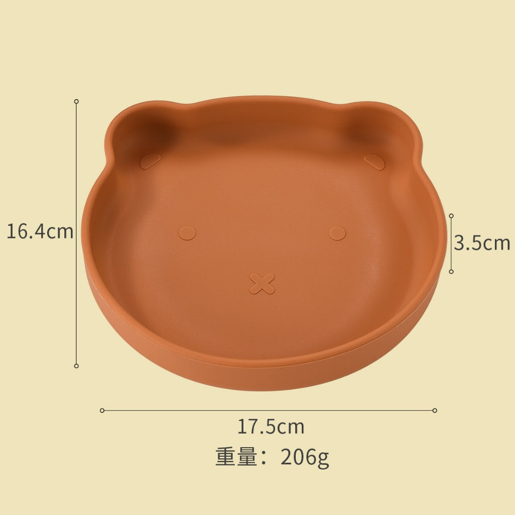 Silicone Baby Plate Bowl Set Spoon Bear BPA free Kids suction feeding Pingan Mangkuk sudu bayi