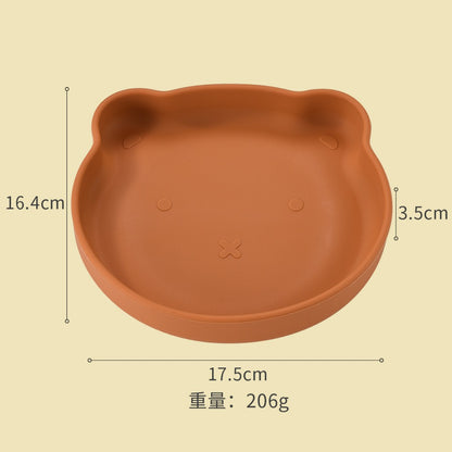 Silicone Baby Plate Bowl Set Spoon Bear BPA free Kids suction feeding Pingan Mangkuk sudu bayi