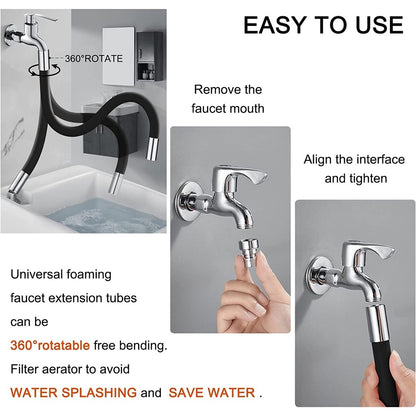 READY STOCK‼️ 360° Rotating Faucet Extension | Flexible Silicone Hose | Splash-Proof Water Tap Connector 旋转水龙头延长器 水龙头接头