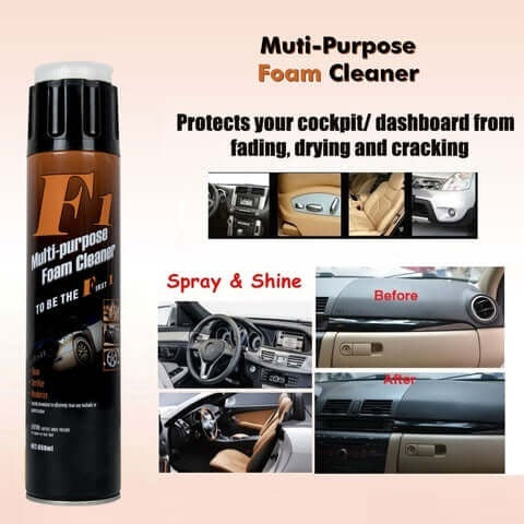 F1 High-Quality Multi-Purpose Foam Cleaner Spray 650ml | Car Interior & Cushion Cleaner |  功能泡沫清洁喷雾 车内清洁 & 座垫去污