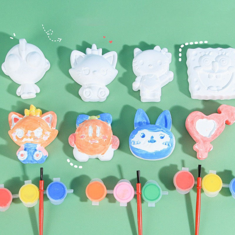 READY STOCK‼️ Random Cartoon Plaster Doll Painting | DIY Plaster Doll White | Creative Hand-Painted Art Kit 石膏娃娃涂色