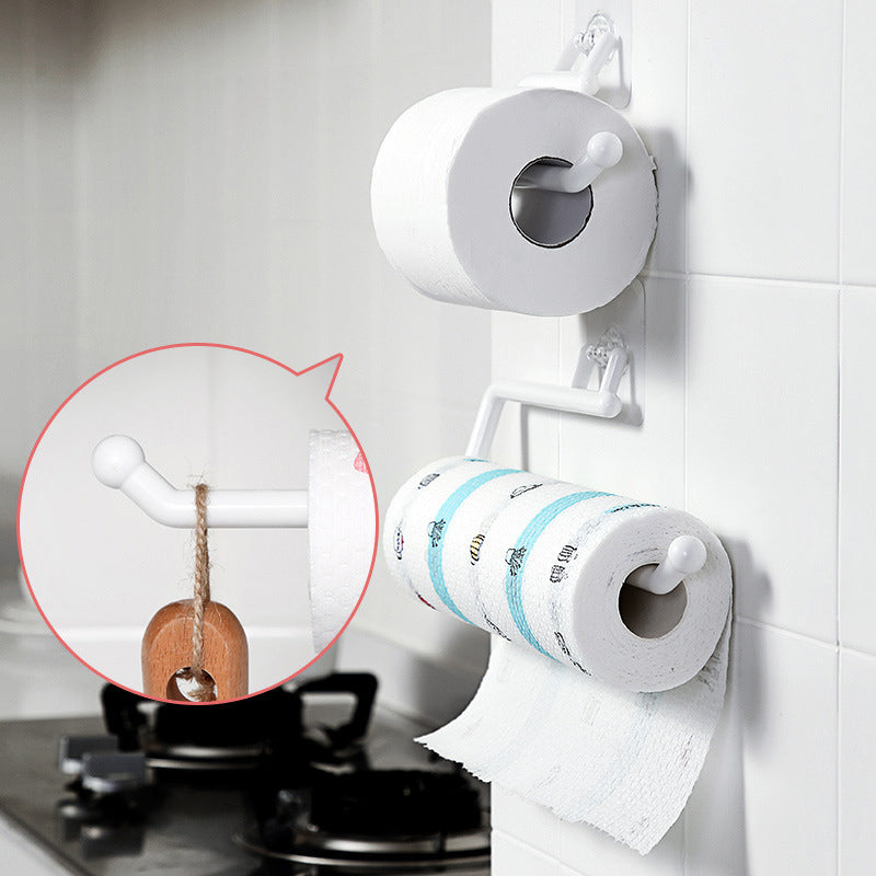 READY STOCK!!! Punch Free PP Kitchen Towel Hanger Rack Toilet Paper Roll Holder Cabinet Rag Hanging Holder 免打孔PP厨房毛巾挂架