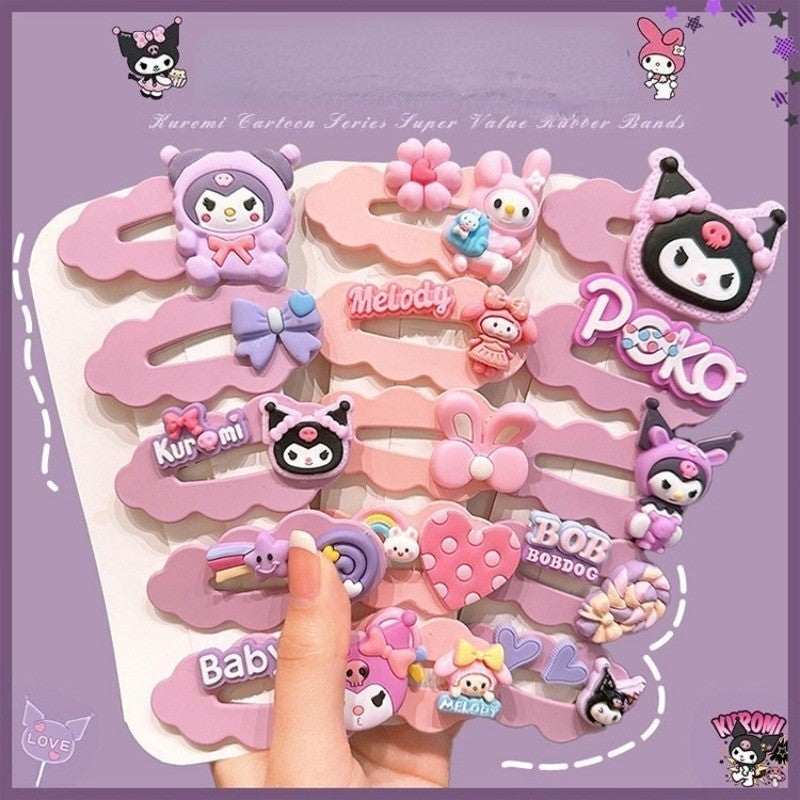 5pcs Set Children's Hairpin Baby Cute Cartoon Broken Hairpin Girl Kuromi Headdress Little Girl-CSW1005