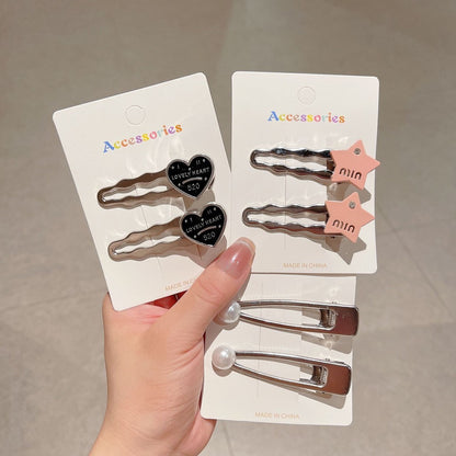 2Pcs Fashion Letter Star Wave Hairpin Sweet Cool Y2K Girls Hair Clips-CSW1014
