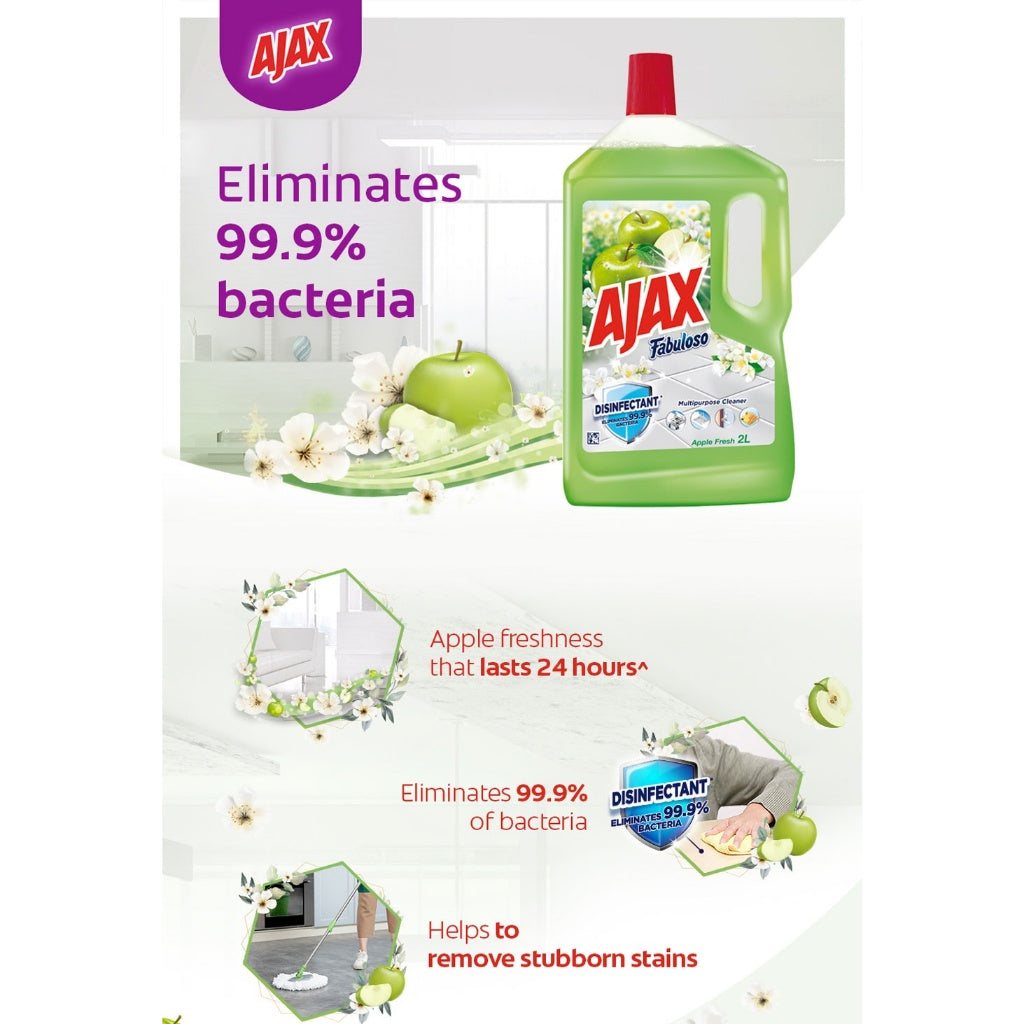 READY STOCK~Ajax Fabuloso Multi Purpose Floor Cleaner 3L Eliminates 99.9% Bacteria Cair untunk Mop Lantai