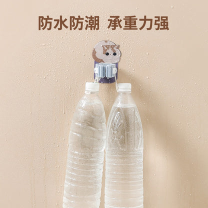 READY STOCK!!! Cat Mop Broom holder bathroom hook Kucing Strong adhesive Free Punching Wall Stick Holder 可爱挂拖把架卫生间挂